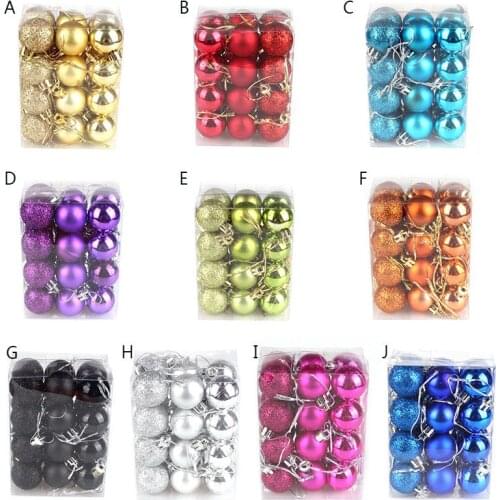 24Pcs/Lot Christmas Tree Ball Baubles Xmas Party Wedding Hanging Ornament Christmas Decoration Supplies 10 Colors