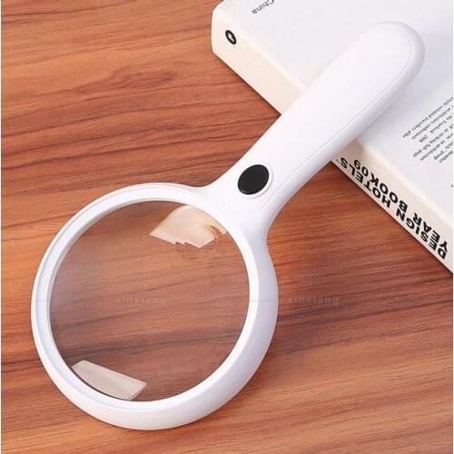 2X 6X Children Educational Toys Gift Illuminated Handheld Old Man Reading Magnifier Loupe Magnifying Glass with 14pcs LED Lamps
