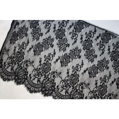 3 Meter 54cm Wide Black&White Eyelash Lace Trim Fabric Flower DIY Crafts Wedding Dress Clothing Lngeire lace material Handmade