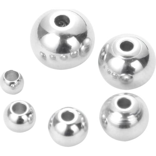 30-100pcs 3 4 5 6 7 8 mm Round Seed Beads Stainless Tteel Loose Spacer Beads For Jewelry Making DIY Bracelet Findings Supplies