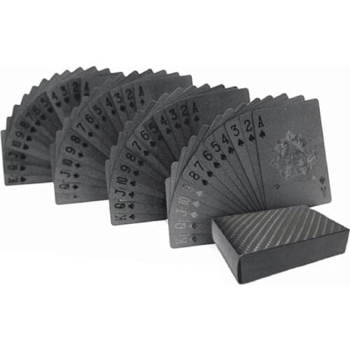 54pcs/pack Fashion Gold Foil Poker Novelty Collection Waterproof PVC Plastic Playing Cards Set Solid Color Black Board Game