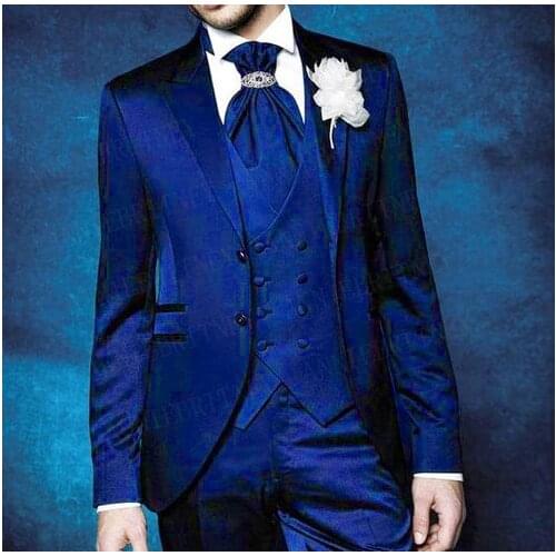 ANNIEBRITNEY Shiny Men Suits Sets 2019 Wedding Prom Formal Groom Tuxedo Plus Size Slim Fit Suit Blazer Vest Pants 3 Piece Jacket