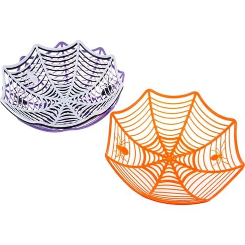 Halloween Decoration Props, Plastic Spider Web Candy Basket, Decorative Candy Pot, Halloween Fruit Pot