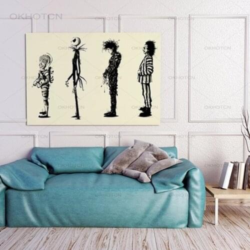 Home Decr Painting Tim Burton Movie Beetlejuice Edward Scissorhands Movie Poster Hd Print Poster Wall Art Pictures