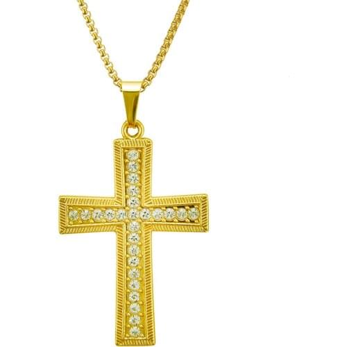 2020 European And American Retro Tridimensional Cross Pendant Necklace Hiphop Hip Hop Mens Hip Hop Personalized Pendant