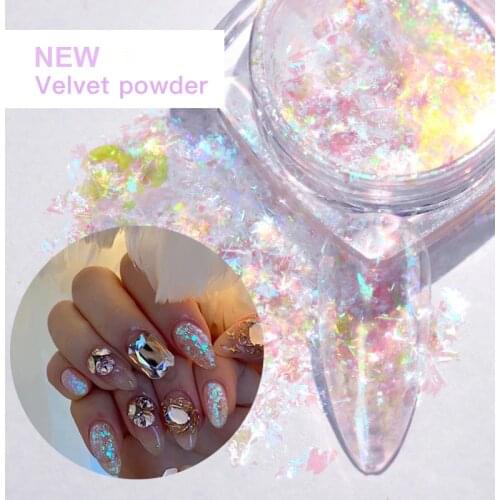 Holographic Nail Glitter Powder Dust Shiny Ice Crystals Snow Velvet Powder DIY Nails Art Decorations Supplies Nail Art Powder