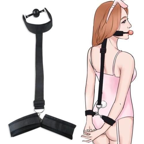 Sex toys for women SM Sex Love Game HandCuffs Backhand self Bondage Restraints Gags sex tools Slave Cuff Mouth ball