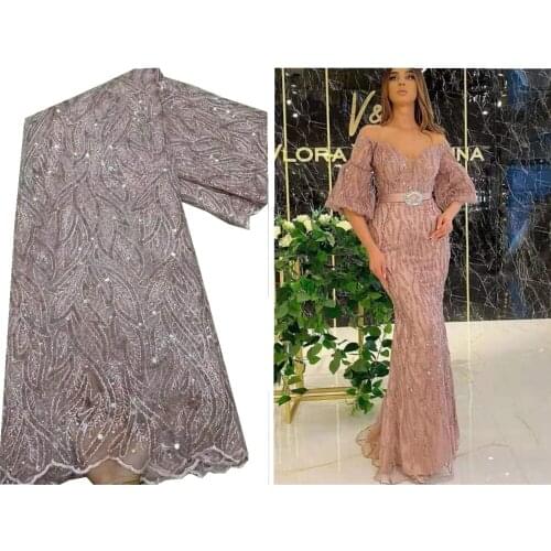 SJ Lace African Lace Fabric 2021 High Quality Lace French Net Lace Fabric Nigerian Lace Fabric Sequins For Party Dress qx4-93