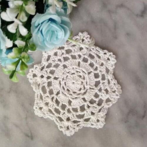New Handmade Lace Round cotton table place mat dish pad Cloth crochet placemat cup mug dining tea coffee coaster doily kitchen