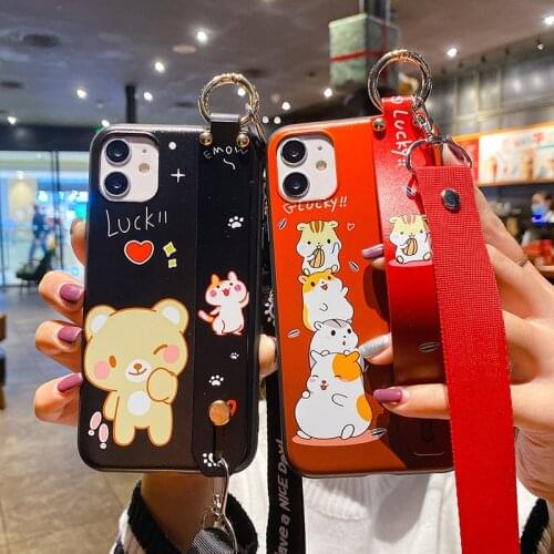 Cartoons Wrist Strap Case for Samsung Galaxy A50 A40 A30 A51 A71 A70 A60 A20 A10 M30 M20 M10 A80 Cover With Lanyard