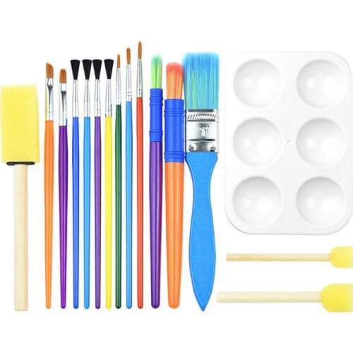 16-piece childrens painting brush Watercolor Gouache painting sponge brush palette new set Drawing Art Supplies
