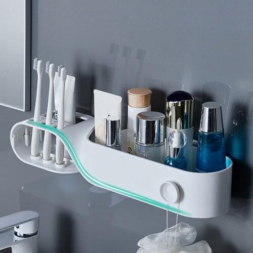 Wall-Mounted Storage Rack Shampoo Cosmetic Towel Holder Toothbrush Rack Bathroom Shelf Toilet Household Accessories