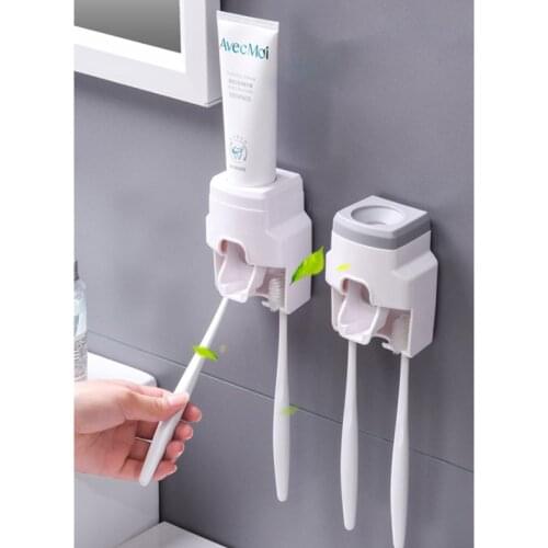 Wall Mount Toothbrush Holder Set Automatic Toothpaste Dispenser Waterproof Bathroom Accessories Toothpaste Squeezer
