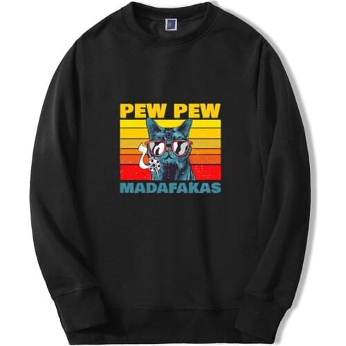 2020 New Hoodies For Man Sharpshooter Pew Pew Black Cat Leisure Unisex Loose Fit Winter Casual Sweatshirt Hip Pop Tops Hombre