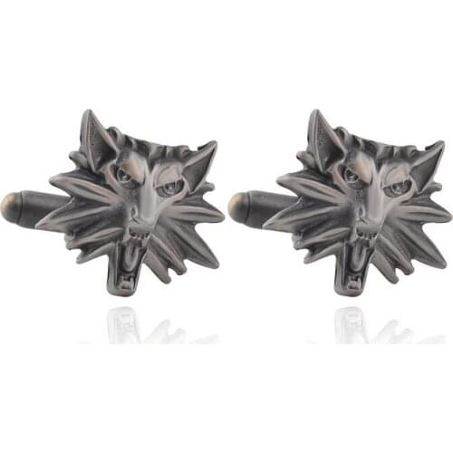 One pair black 2cm animal head alloy pendant French style mens shirt cuff links xyc135