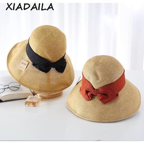 Bucket hat panama 2021 womens summer hats sunscreen protection womens beach Hat womens elegant straw hats for women sun visor