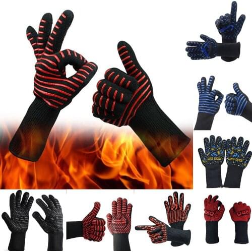 For Hot BBQ Grilling Cookingwomen men Gloves Gloves Extreme Heat Resistant Wrist protection Gloves guantes luva oven Welding