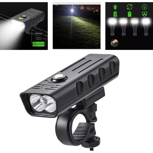 Bike Front Light Reflector Bicycle Headlight Handlebar Outdoor Power Bank
