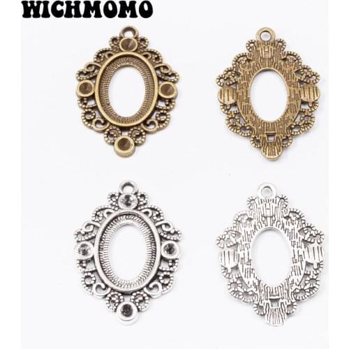2019 New 35*25mm 6pieces/bag Retro Zinc Alloy Oval Flowers Charms Pendant Base for DIY Earrings Necklace Jewelry Accessories