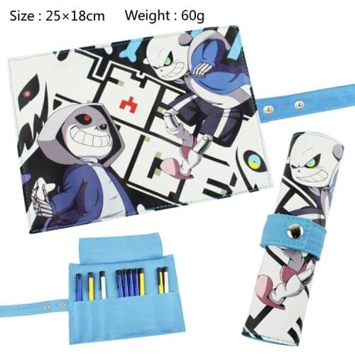 Popular game Undertale canvas scroll pencil case PU leather student stationery pencil case school supplies kawaii pencil case