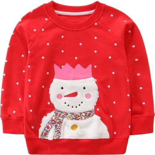 Baby Christmas Sweatshirts red polka dot with applique snowman cute children t shirts christmas gift t shirts for girls blouse