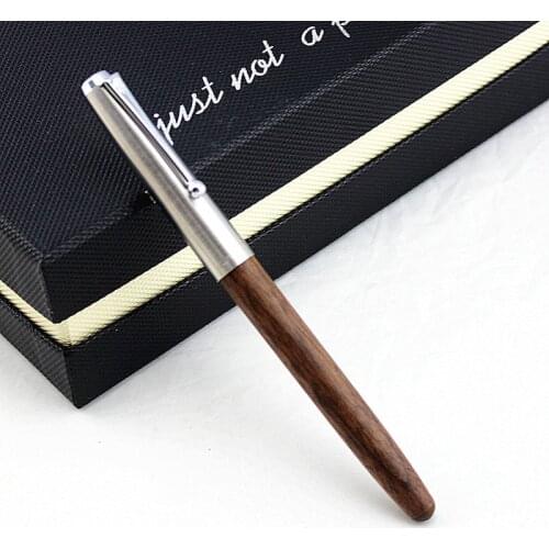 Vintage wood barrel Fountain pen Stainless steel Fine tip Jinhao ink pens Office finance school student A6787