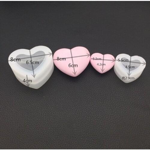 Silicone Mold Mirror Heart Shape 3D Smooth Crafts DIY Jewelry Making Handmade Cake Fondant Epoxy Resin Molds Decoration Tools