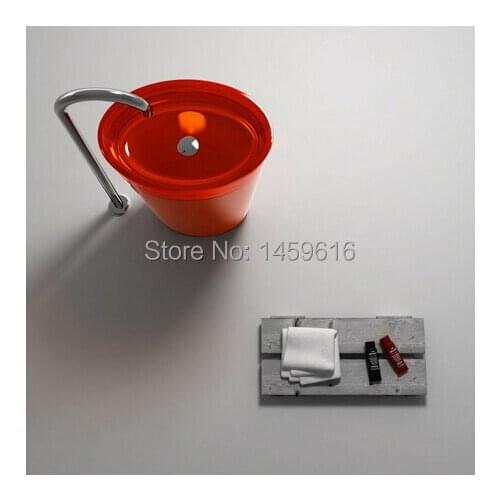 Bathroom Round Pedestal Washbasin Resin Acrylic Colored Cloakroom Freestanding Vanity Sink W9019