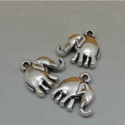 Nevstop 100Pcs/lot Vintage Lucy Elephant Charms 14x14mm Double-sided Animal Pendant Jewelry Accessories