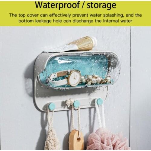 Waterproof Wall-mounted Glasses Storage Box With Lid Bathroom Rack Punch-free Storage Rack Household Storage Supplies