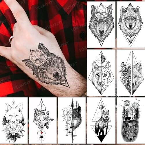 Waterproof Temporary Tattoo Sticker Tattoos For Women Child Men Skull Wolf King Dark Style Hand Fake Tatto Flash Tatoo