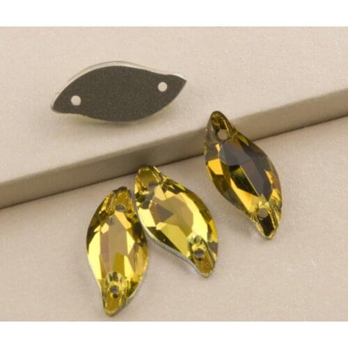 YANRUO Light Topaz 3254 Leaf Flat back Rhinestones Sew on Stones Sewing Crystals Chain Rhinestones Garment Stone Beads