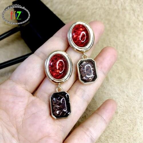 F.J4Z Trend Earrings 2021 Fashion Geometric Resin Stone Womens Statement Earring Lady pendientes de diseñador de lujo