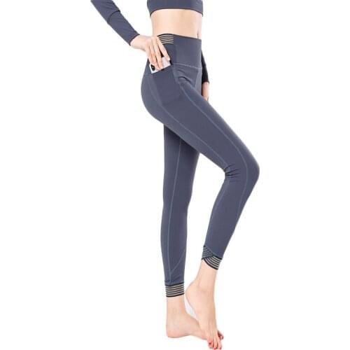 2020 Summer New Waist Hollow out Yoga Pants Female High waist Elastic Beam Feet Nine Points Running Fitnes Leggings clothes