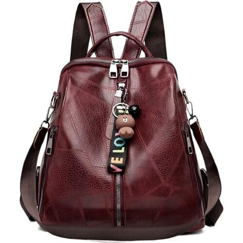 2021 Fashion Women Backpack High Quality Youth Leather Backpack for Teenage Girls Female School Shoulder Bag Bagpack Mochila Sac