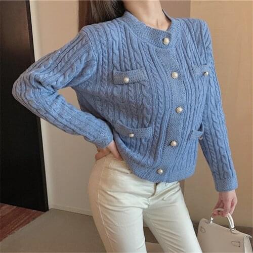 Autumn Winter Women Long Sleeve Sweater Casual Loose O-Neck Knitted Cardigan Female Button Cardigans Jacket Short Tops AB2007