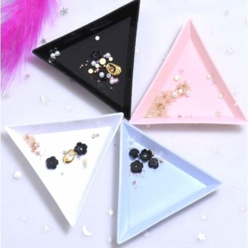 10/5Pcs Triangle Dotting Tool Plate Tray Rhinestone DIY Nail Art Decoration