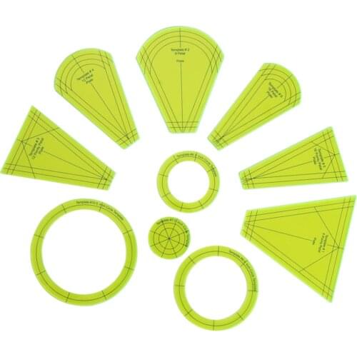 10Pcs Regular Dresden Plate Template Patchwork Frames Ruler Dressmaking DIY