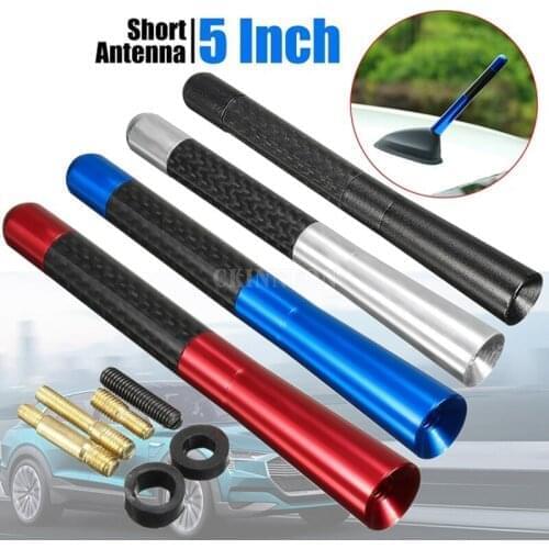 100Pcs/Lot Universal 5 Inch 12cm Black Carbon Fiber Aluminum Car Aerial Short Antenna Polished Screws Adapter