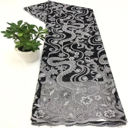 African Lace Fabric High Quality French Tulle Lace Fabric Women Wedding Party Dress Nigerian Lace Fabric Stones 5 Yards b12-80