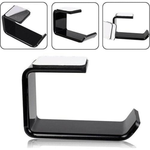 1PC Sticker Acrylic Headphone Bracket Hanger Under Desk Wall Mounted Headset Holder Hook Earphone Sticky Display Stand Black New