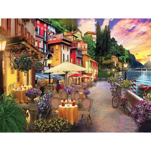 Yujohom Lake Como Natural Scenery Diy 5D Diamond Painting By Number Full Square Drill Rhinestone Crystal Mosaic Embroidery Sale