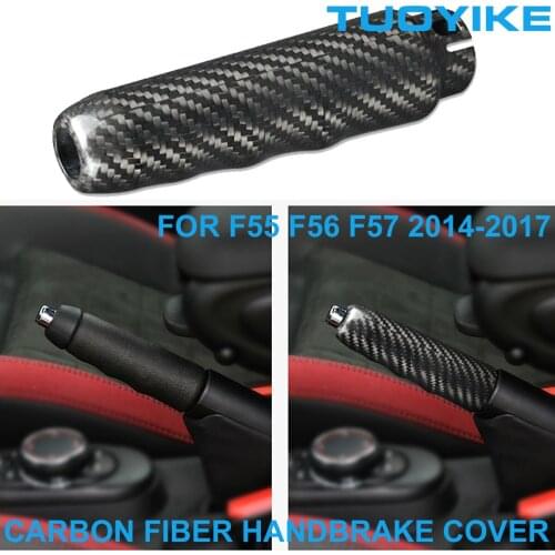 LHD RHD Car Styling Real Carbon Fiber Handbrake Cover Trim Panel Sticker Interior Part For BMW Mini Cooper F55 F56 F57 2014-2017