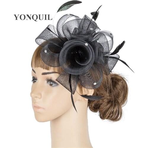 Elegant Women Fascinating Crinoline Fascinator Headwear Mesh Bride Wedding Party Headpiece With Hair Clips Millinery Hat MYQ042