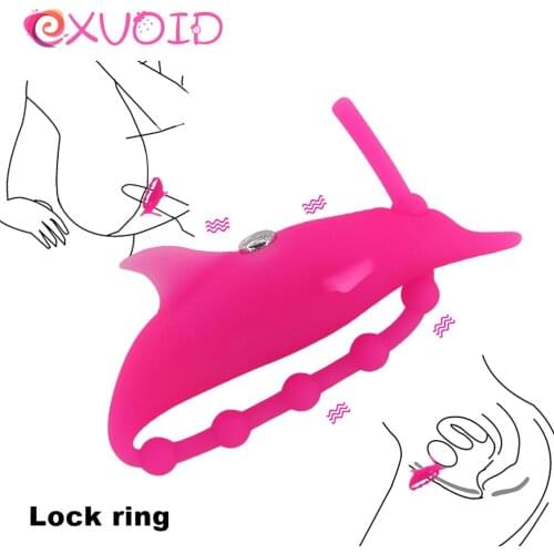 EXVOID Cock Silicone Rings Vibrator Sex Toys for Men Ereciton Extender Fish Type Delay Ejaculation Penis Vibrating Ring