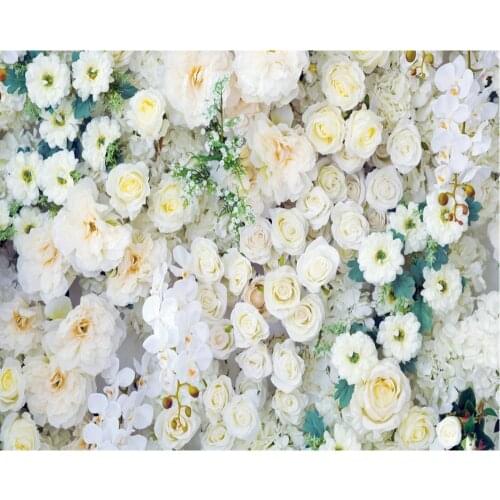 Blooming White Rose Chrysanthemum Backdrop Baby Shower Party Birthday Room Decor Photo Booth Studio Prop
