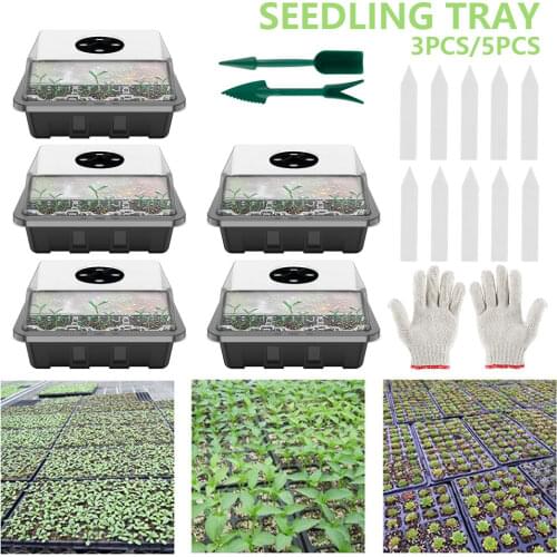3/5pcs 12 Cells Hole Plant Growing Box Nursery Pots Seed Box Seeding Tray Case Plastic Plant Seeds Garden Flowers Flowerpot