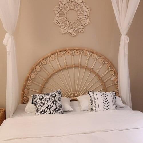 Bed Headboard Simple and Modern hand-made natural rattan headboard bed decoration king
