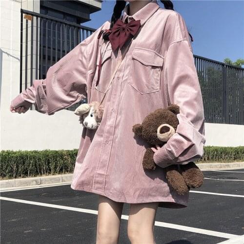 Женские вельветовые рубашки KIMOKOKM China At AliExpress