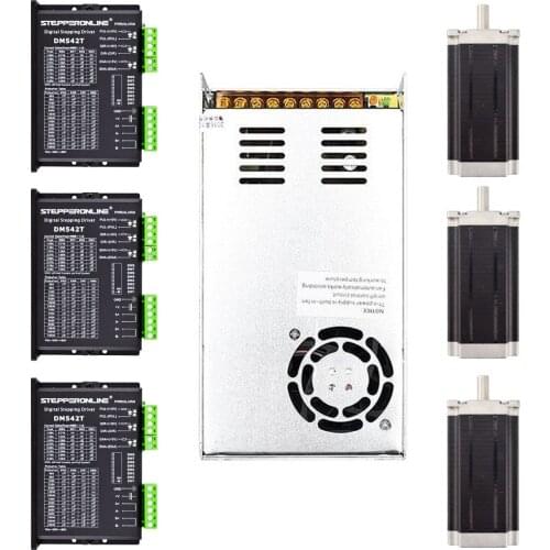 3 Axis Nema23 CNC Router Kit,3pcs Nema 23 3Nm(425oz.in) Motor+ 3pcs DM542T Stepper Motor Driver+ Power Supply